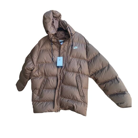 NWT Nike Club Down Filled Puffer Jacket Brown Sz L - Picture 5 of 8